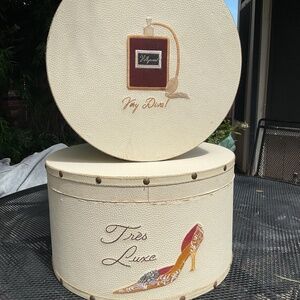 VINTAGE LEATHER FELT LINED HAT BOXES FELT LINED $65 FOR BOTH